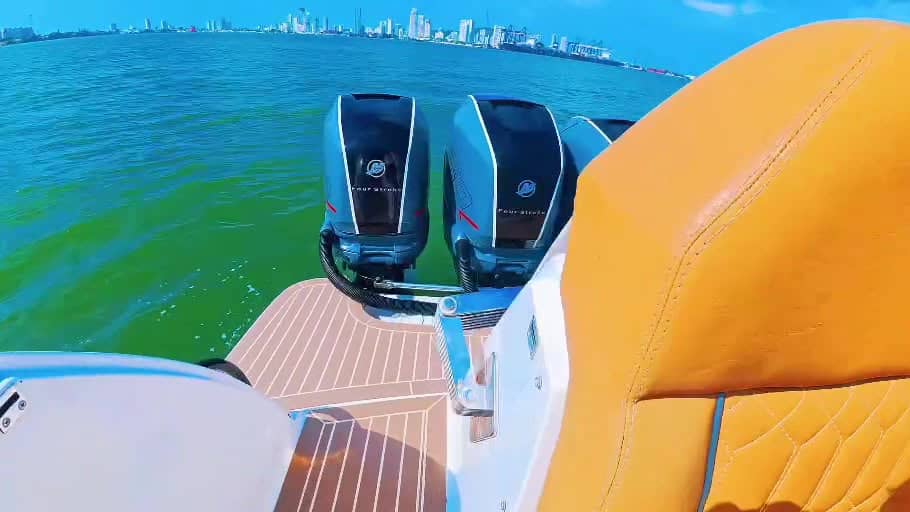 Luxury 44-ft speedboat seating area